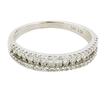 9ct white gold Diamond 0,50cts half eternity Ring size O